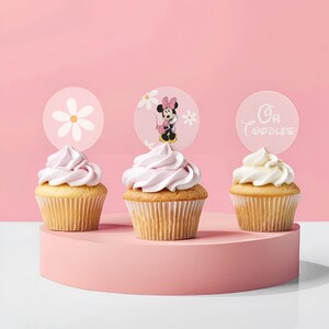 Minnie Mouse Cupcake Toppers | Oh Toodles, Disney Birthday, Birthday Girl, Birthday Cupcake Digital Download | A48