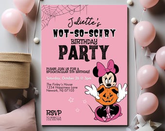 Editable Minnie Mouse Birthday Invitation | Disney Birthday Invite, October Birthday, Halloween, Digital Download