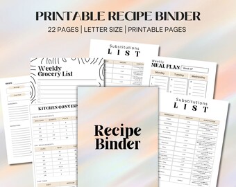 Recipe Binder Printable, Meal Planning Binder, Recipe Book, Recipe Card | Digital Download