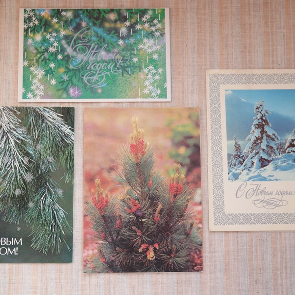 Soviet Christmas postcards set vintage folded Ukraine shop Christmas greeting cards retro antique holiday cards set unsigned, unused