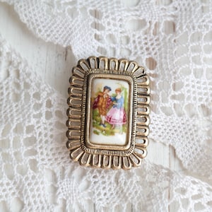 Porcelain brooch vintage Old brooch pin antique Royal jewelry vintage pin Ukraine shops Costume jewelry Gift for her Lovers brooch
