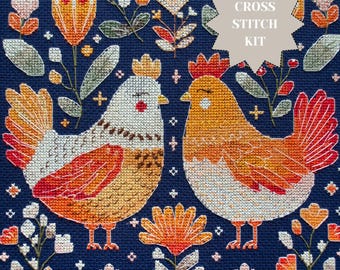 Funny chicken counted cross stitch kit for home decor DIY cute animal bird farm cross stitch primitive gift crafts for beginners Abris Art