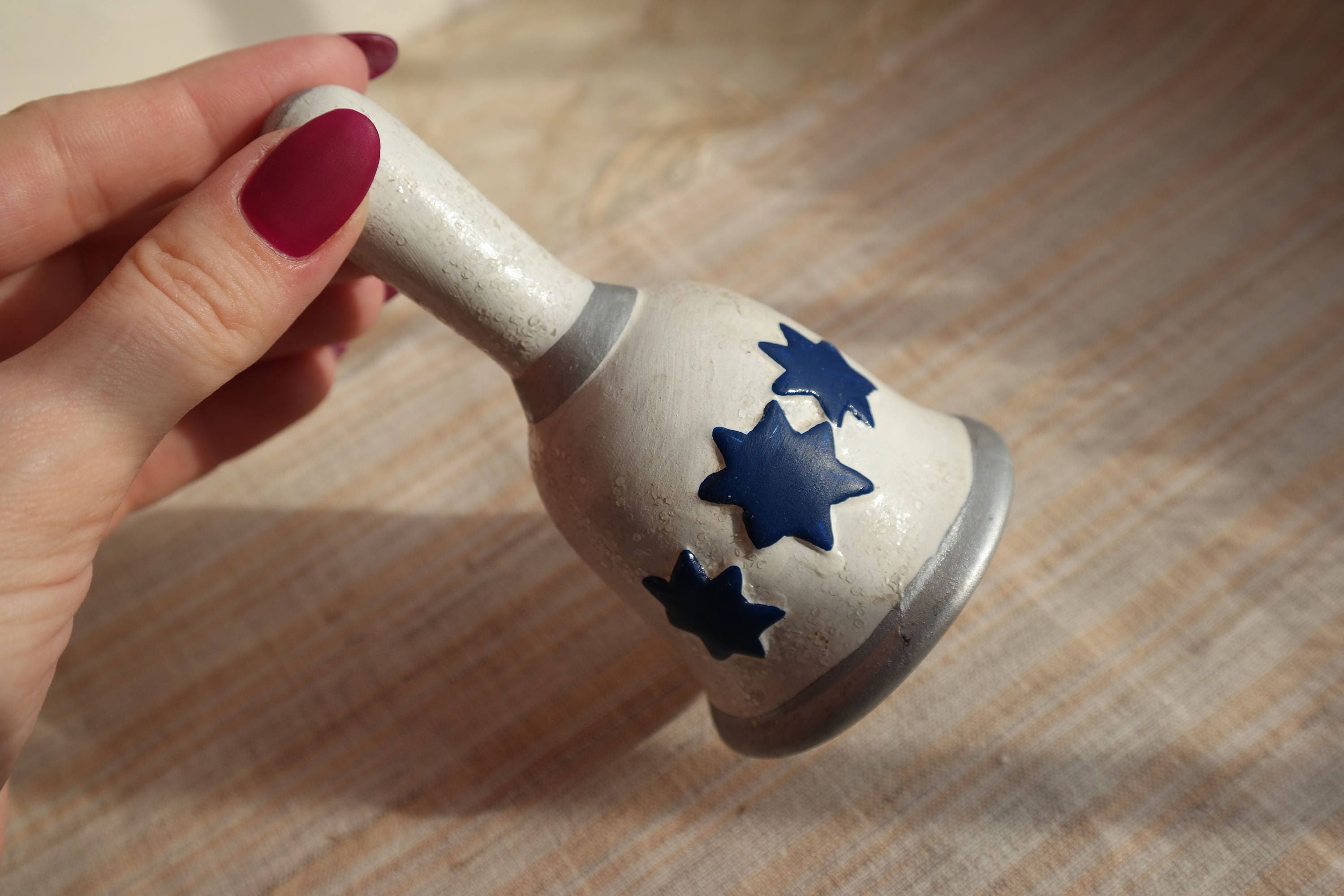 Ceramic hand bell vintage / small Christmas bell white and Etsy