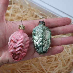 Glass cones Christmas ornaments vintage set Tiny Tree decor Small ornaments Antique Christmas decorations Shiny mercury glass