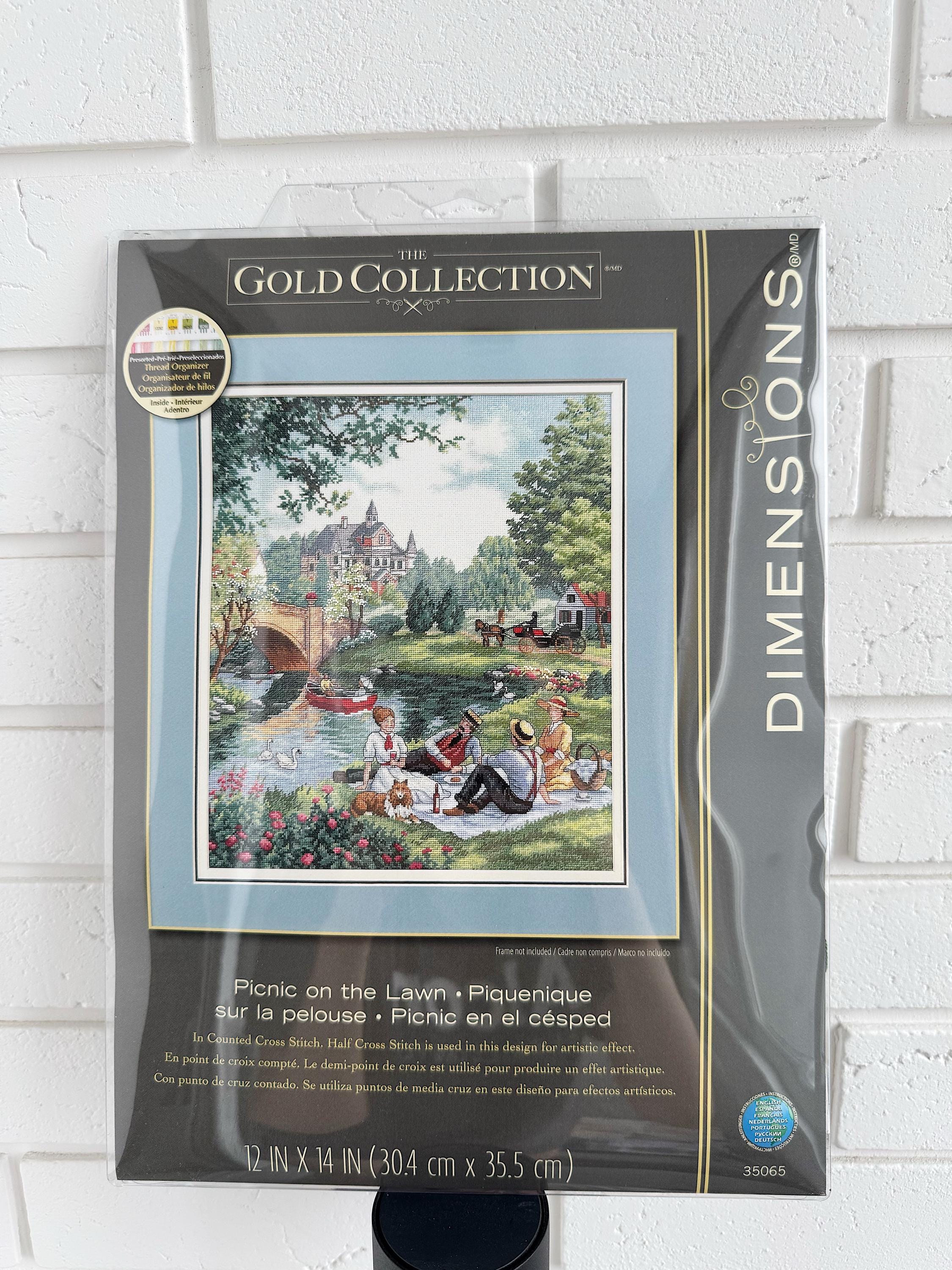 Dimensions Picnic on the Lawn 35065 Counted Cross Stitch Kit Gold