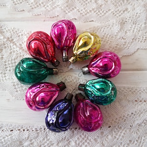 Bright shiny glass Christmas ornaments vintage Ukraine shop antique 1960s decorations Small baubles Christmas tree decor mercury glass