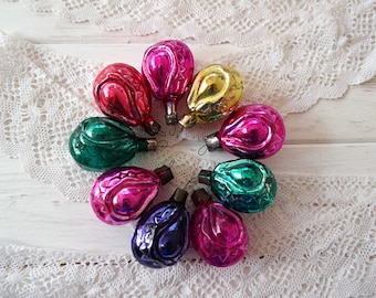 Adornos navideños de vidrio brillante y reluciente, tienda ucraniana vintage, decoraciones antiguas de los años 60, adornos pequeños, decoración para árboles de Navidad, vidrio de mercurio