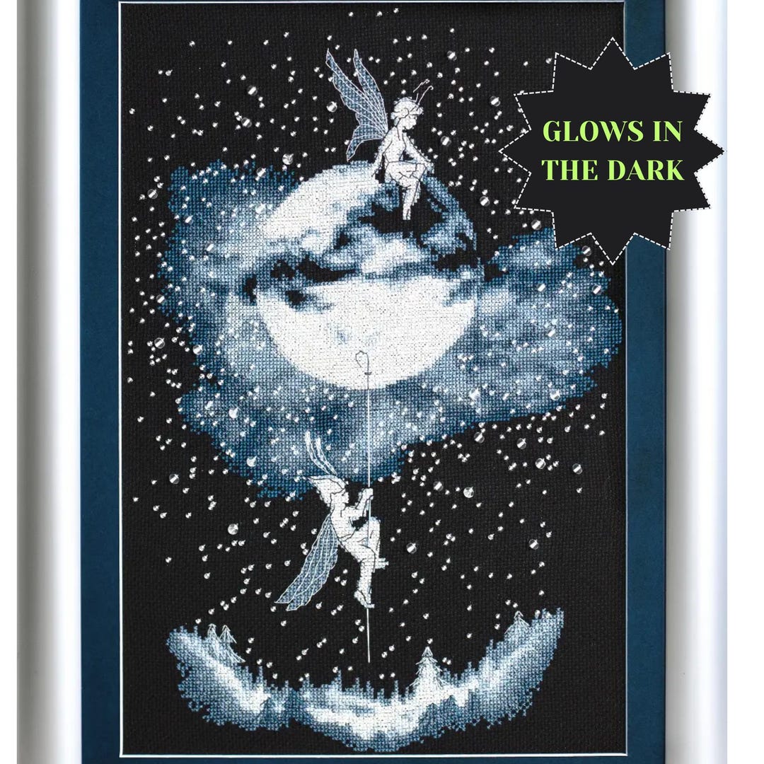Moon Fairy Counted Cross Stitch Kit Glows in the Dark Celestial Fantasy ...