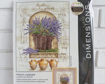 French Lavender Dimensions counted cross stitch kit 35071 Vintage style flower France summer travel postcard shabby embroidery gift DIY kit