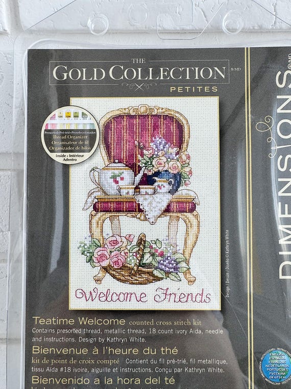 Dimensions Teatime Welcome Counted Cross Stitch Kit Gold