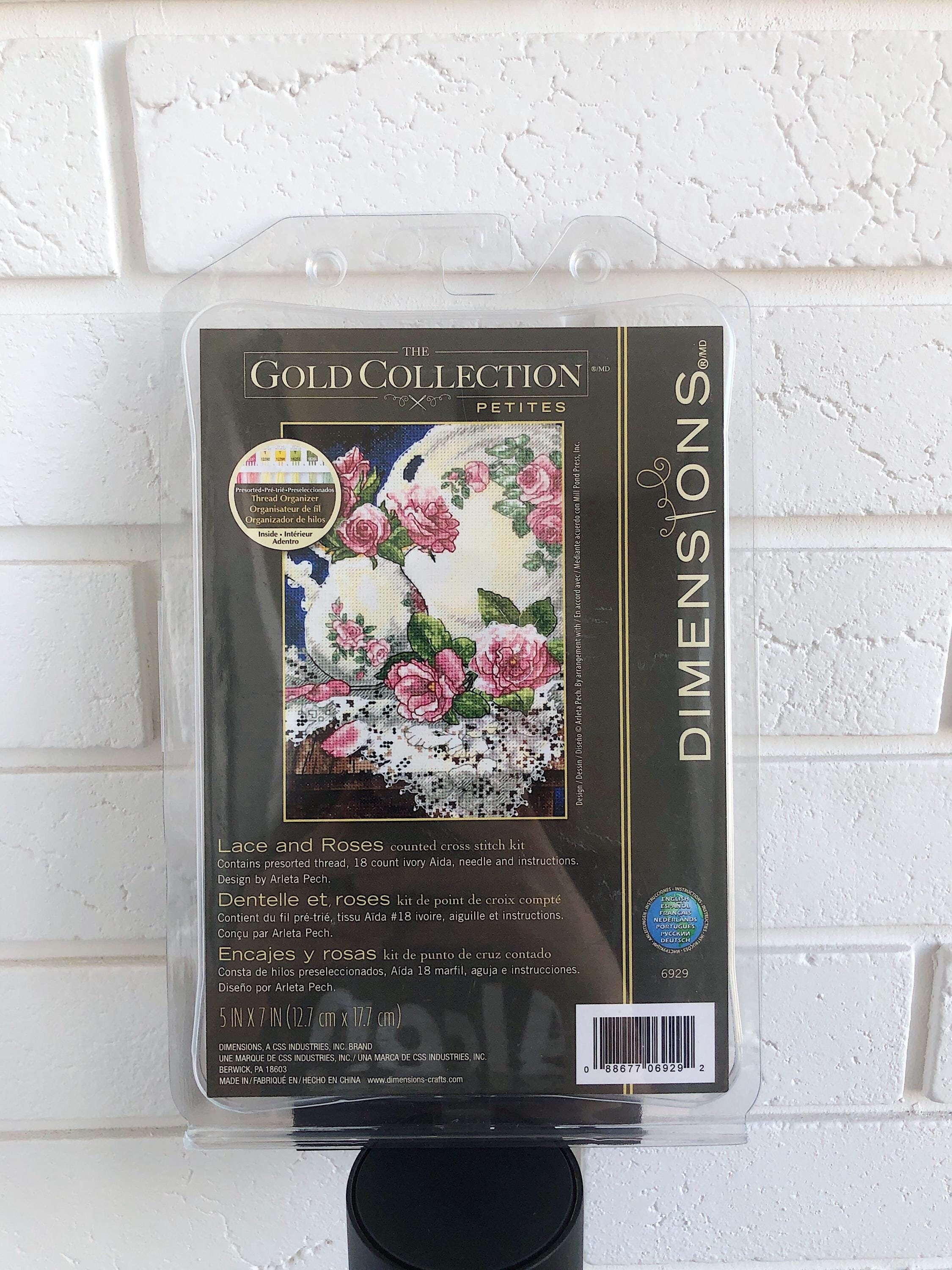 Dimensions Lace and Roses Counted Cross Stitch Kit 6929 Gold
