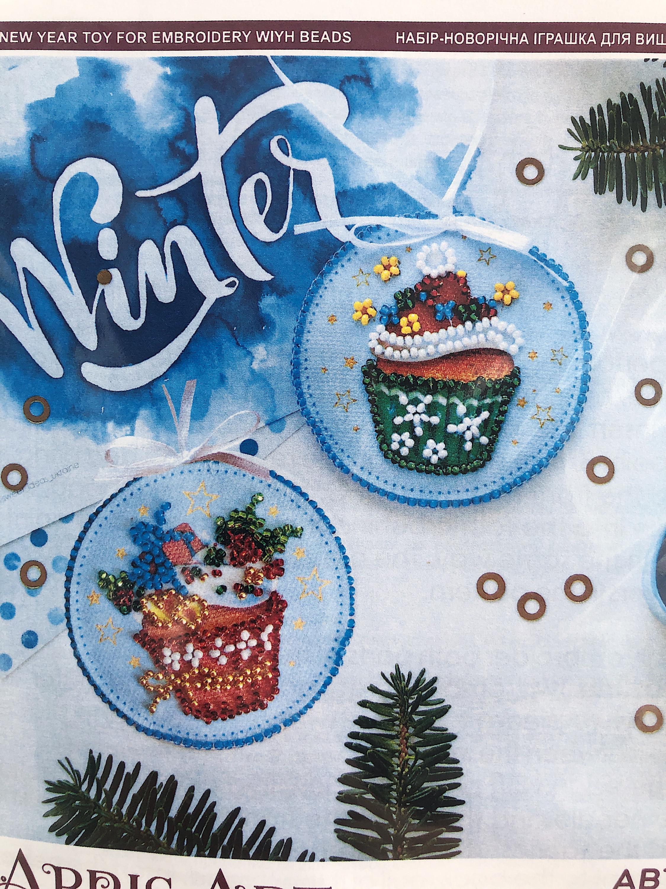 カップケーキビーズDIYクリスマスオーナメントキット、冬の家の装飾の