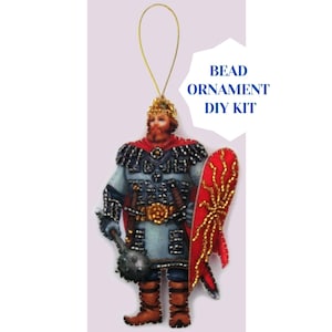 Kit de adornos navideños DIY con bordado de cuentas de caballero poderoso sobre fieltro para decoración del hogar en invierno, mini adornos de cuentas de cuento de hadas para principiantes.