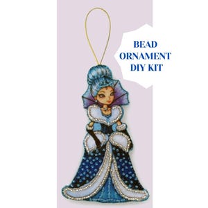 Kit de adornos navideños DIY con bordado de cuentas de Reina de las Nieves sobre fieltro para decoración del hogar en invierno, mini adornos de cuentas de cuento de hadas para principiantes.