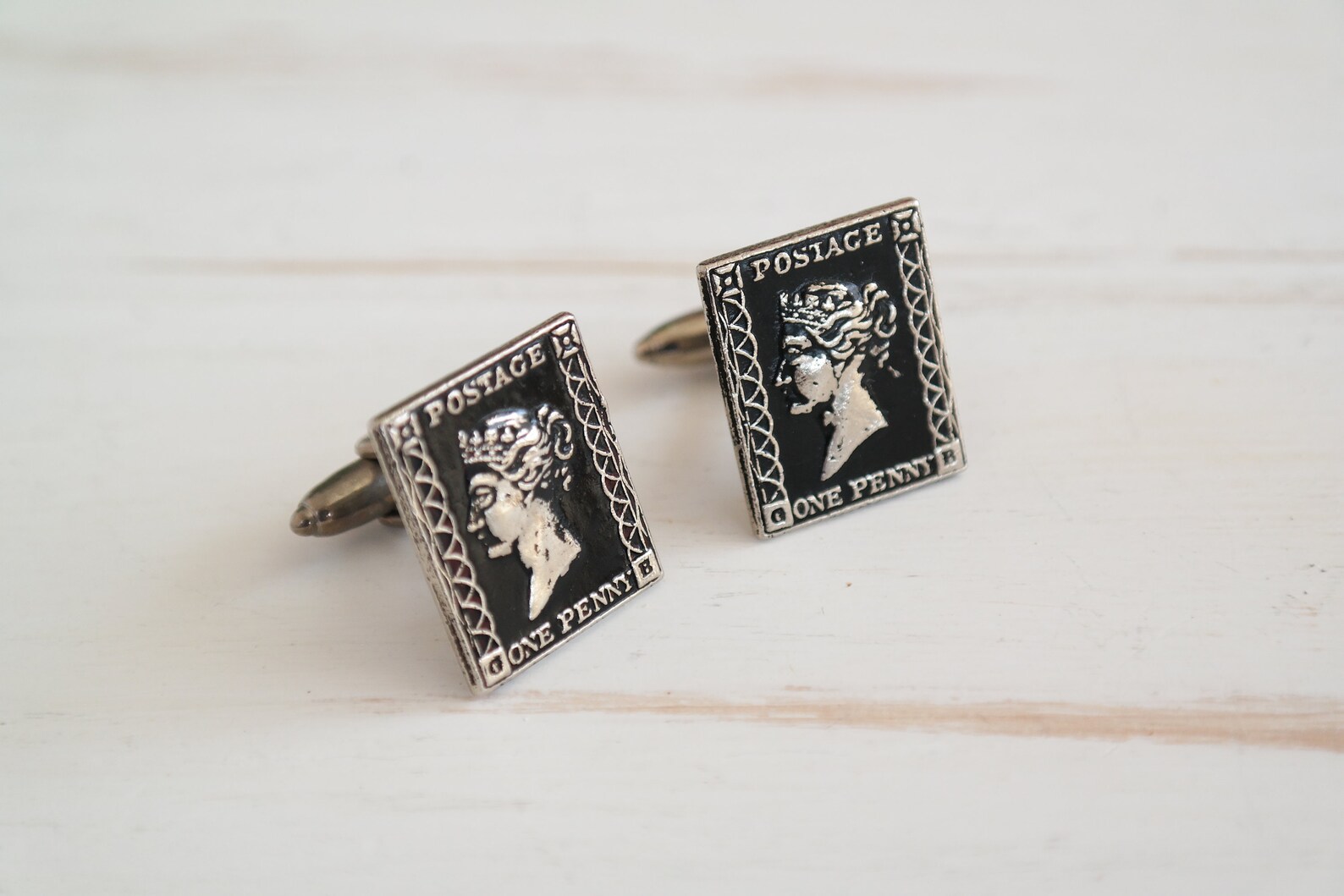 Black stamps cufflinks vintage Mailman gift Postal worker