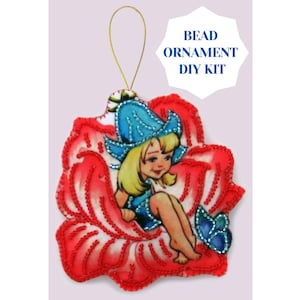 Thumbelina miçangas em feltro bordado faça você mesmo kit de enfeites de natal para decoração de casa de inverno, mini enfeite de contas faça você mesmo para crianças de conto de fadas iniciante