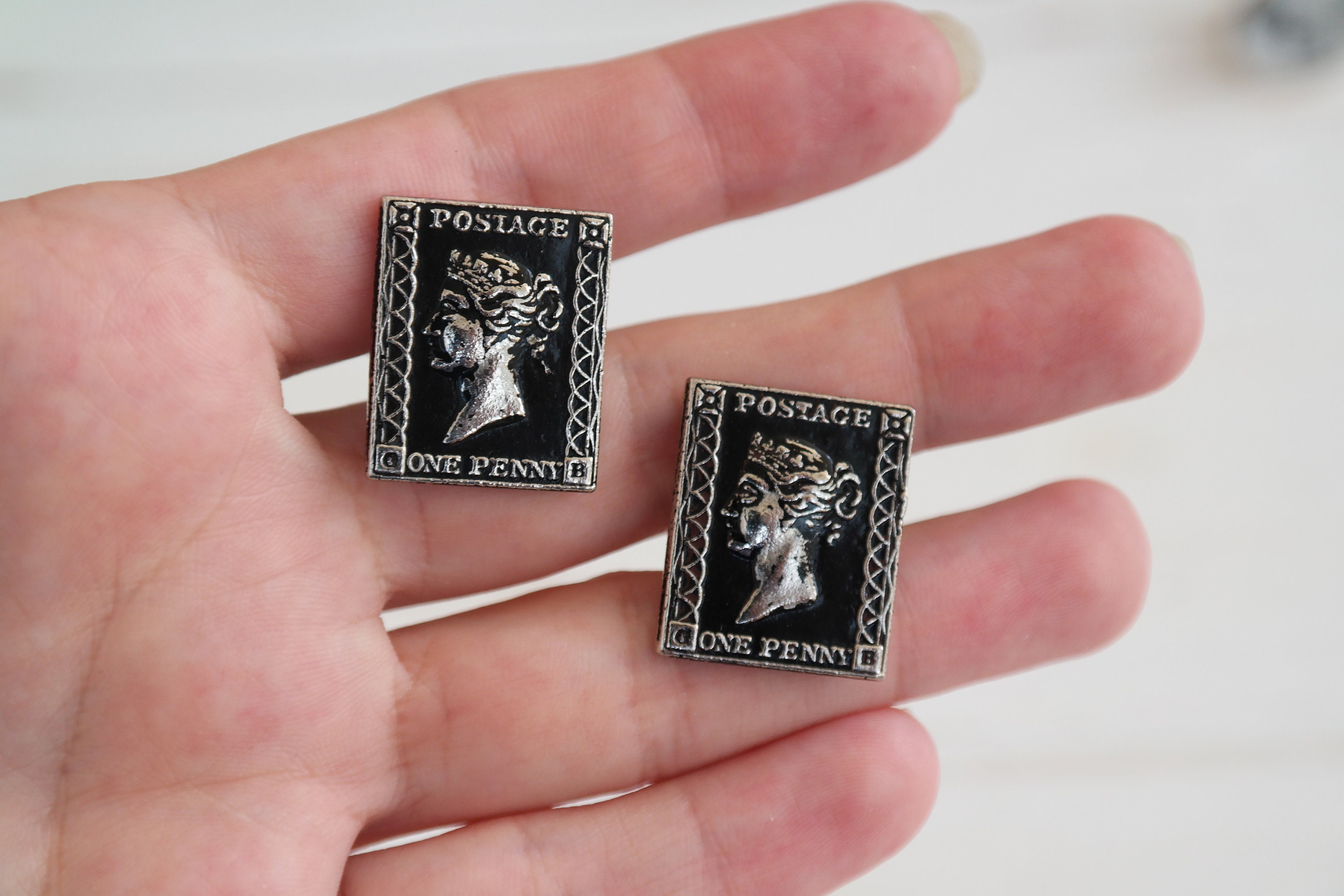 Black stamps cufflinks vintage Mailman gift Postal worker
