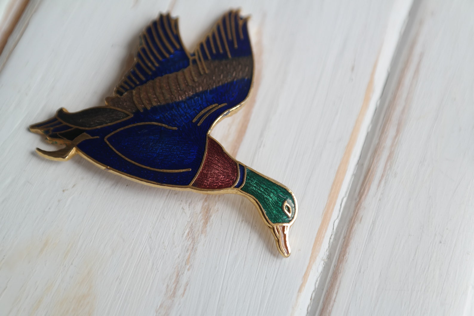 Duck Enamel Brooch Pin Vintage Blue Enamel Bird Pin Antique | Etsy