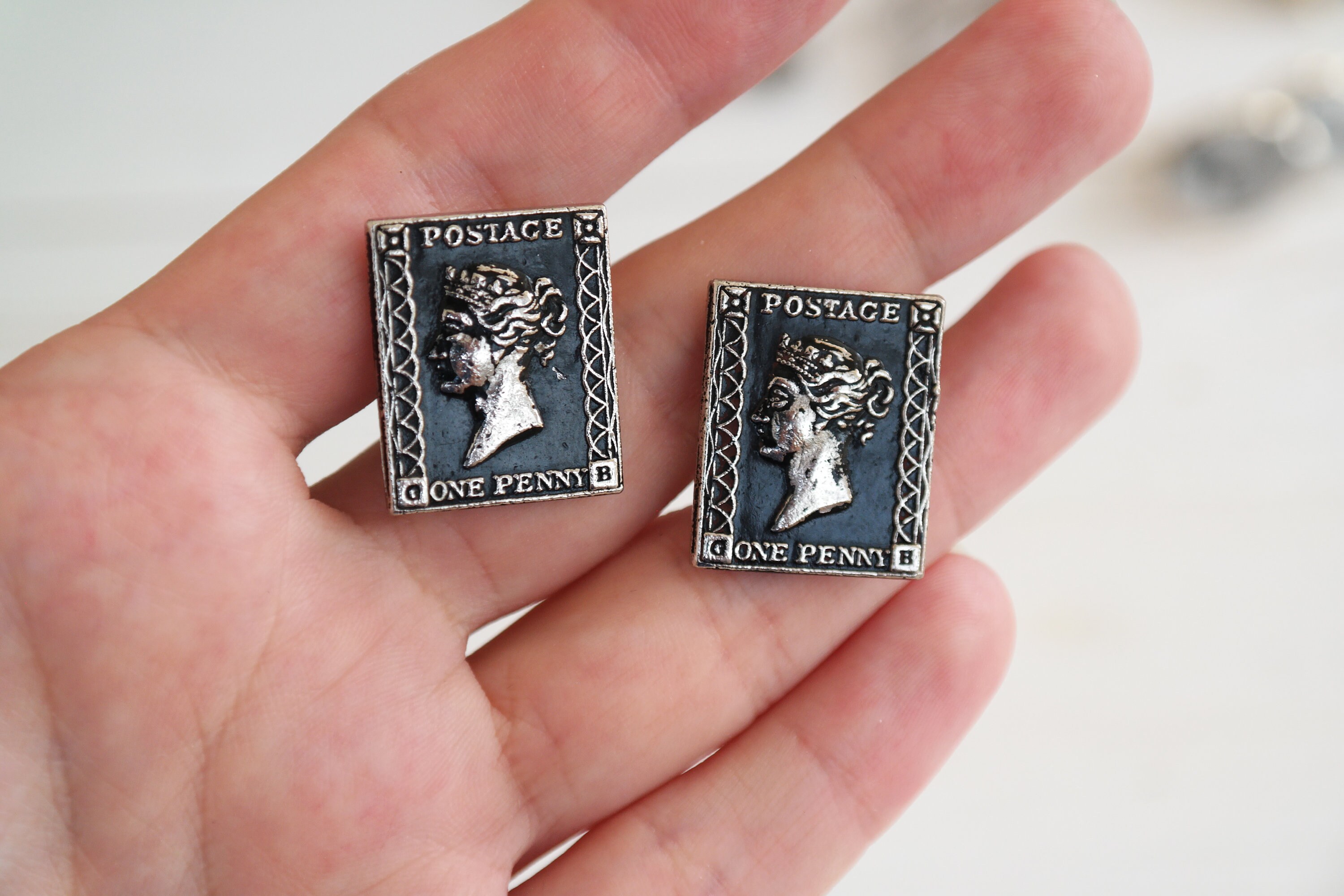 Black stamps cufflinks vintage Mailman gift Postal worker