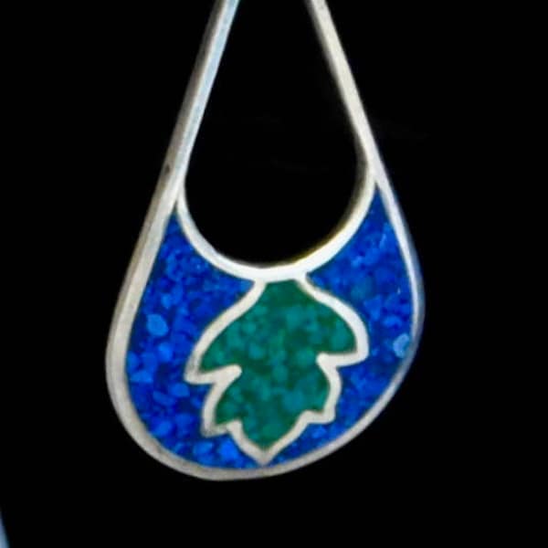 Mexican sterling earrings with blue and green inlay