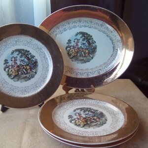 Homer Laughlin Eggshell Plates, Victorian Couple Set Of Plates