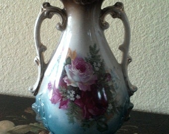 Antique Vase Circa 1912, British Registry Antique Vase, Vase With Flowers Painting