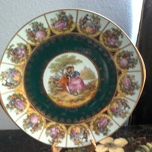 STW Bavaria Hand Painted Plate, Fragonards Germany Plate, Vintage Collector Plate