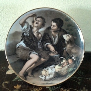 Kuba Porcelain Cake Stand, Vintage Kuba Porcelain Germany Cake Plate, Children Eating Fruit Plate