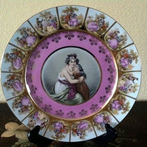 JKW Bavaria Plate, Fragonard and Vigee-Lebrun  Hend Painted Plate, German Hand Painted Plate