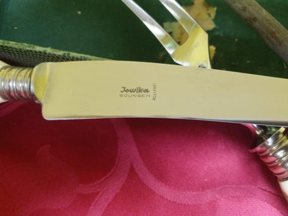 Jowika Solingen Germany Stainless Steel Carving Set, Antler Handle