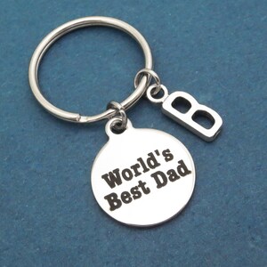Personalizado, Carta, Inicial, El mejor papá del mundo, Llavero, Cumpleaños, Padre, Papá, Regalo, Joyería, Accesorio