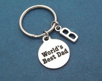 Personalisiert, Buchstabe, Initiale, der beste Vater der Welt, Schlüsselanhänger, Geburtstag, Vater, Vater, Geschenk, Schmuck, Accessoire