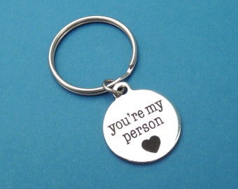 You&#39;re my person keychain, Grey&#39;s Anatomy key ring, Gift for men, Gift for women, Gift for boyfriend, Gift for girlfriend