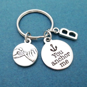 Personalized, Letter, Initial, Pinky, Promise, You anchor me, Anchor, Lovers, Best friends, Gift, Jewelry, Accessories