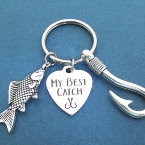 My best catch, Big fish, Hook, Silver, Key ring, Hooked on you, Keychain, Birthday, Lovers, Best friends, Gift, Jewelry, Accessory