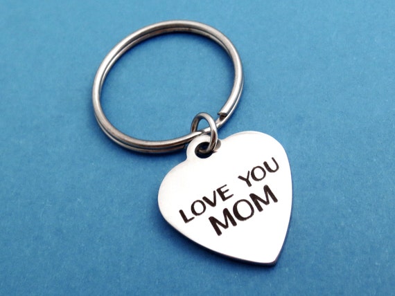 LOVE YOU MOM Heart Keychain I Love You Mom Keyring Simple Modern Key Chain Key Ring Mom Gift Jewelry Accessory Etsy UK