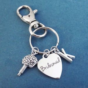 Personalizado, Carta, Inicial, Dama de Honor, Ramo, Plata, Llavero, Llavero, Regalo, Joyería, Accesorio