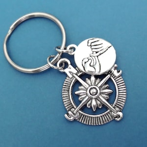 Pinky promise keychain, Compass key ring, Nautical key chain, Birthday present, Best friend present, Friendship present, Christmas present
