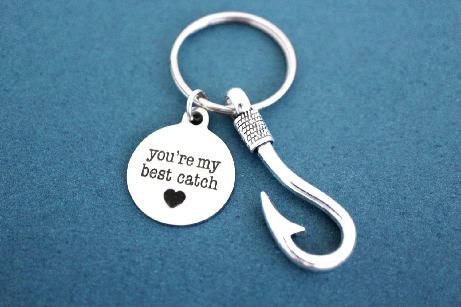 You're My Best Catch, Heart, Fish, Hook, Keychain, Love, Keyring
