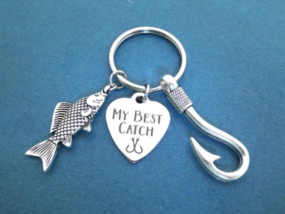 giftkeyringshop My Best Catch, Big Fish, Hook, Silver, Key Ring, Hooked On You, Keychain, Birthday, Lovers, Best Friends, Gift, Jewelry, Accessory