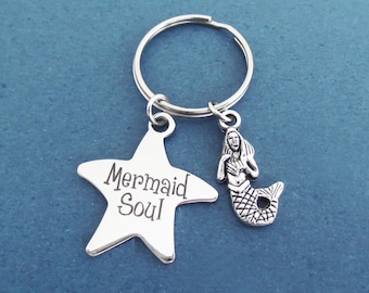 Alma de sereia, voz de Ariel, estrela do mar, chaveiro, Ariel, chaveiro, a pequena sereia, sereia, chaveiro, chaveiro, presente, joias, acessório