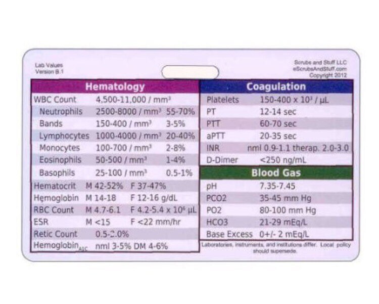 Lab Values Badge Buddy | Etsy