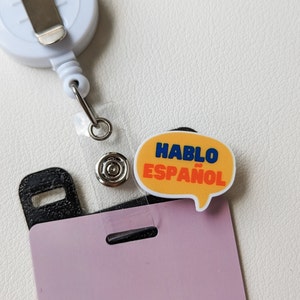 Badge Topper / CHARM COLLECTION - Hablo Espanol (LARGER Size) - Charm Only / 1C39