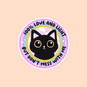 Adorno de gato «Amor y luz» / Insignia divertida / Lindo regalo de gato negro para enfermeras y personal sanitario