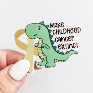 Make Childhood Cancer Extinct / Dinosaur / Childhood Cancer Awareness  Gold   / PLASTIC Add on / 14B24