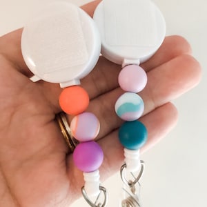 TIE DYE  Beaded Interchangeable Badge Reel