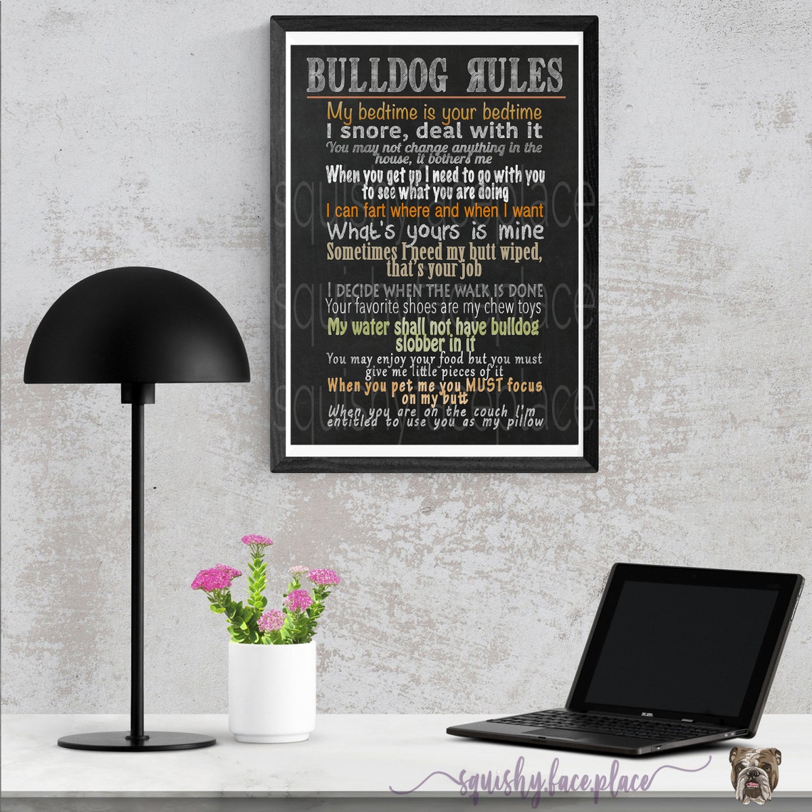 Bulldog Rules Art Print: Funny Bulldog Decor (digital Download) - Etsy