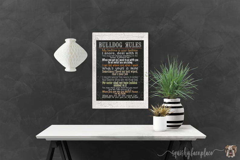 Bulldog Rules Art Print: Funny Bulldog Decor (digital Download) - Etsy
