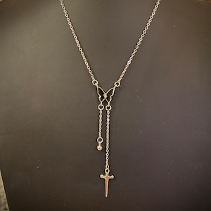 POST MALONE Inspired Silver Chain Necklace with Black Butterfly Charm and Drop Chain Sword Charm* // “Those Jorts Tho…” *2 options*