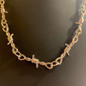 Silver Malone Inspired Faux Barbed Wire Chain Necklace